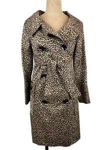 Cappotto antipioggia doppio petto Sarah Berman stampa leopardata taglia S made in England - Foto 1 di 13