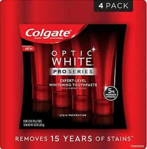 4 Colgate Optic White Pro Series Whitening Toothpaste 3.3 oz ea  Fights Stains
