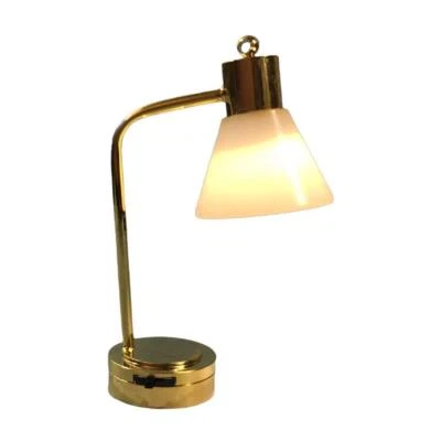 Bambole Casa Dorato Scrivania Tavolo Lampada Moderno Luce Miniatura LED Batteria - Immagine 1 di 4