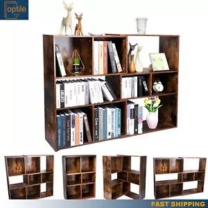 Solid 9 Cube Wooden Bookcase Storage Organizer Office Shelving Bookshelf - Picture 1 of 11