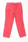 Preworn Womens Pink Cotton Cropped Trousers Size 32 in L26 in Regular Button