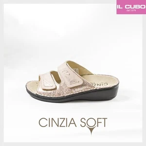 CINZIA SOFT PANTOFOLA DONNA PREDISPOSTA IN PELLE COLORE CIPRIA REGOLABILE H 3