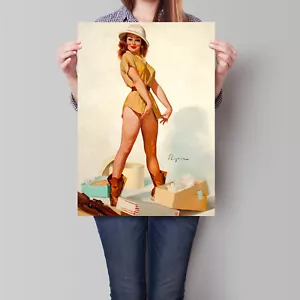 Póster Pin Up Vintage Gil Elvgren Safari Niña Arte Retro A2 A3 - Imagen 1 de 4