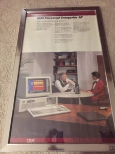 RARE! Original IBM Personal Computer AT Retail Sales Poster Metal Frame - Picture 1 of 1