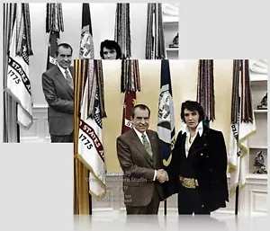 Colorized Photo Poster: Elvis Presley & Richard Nixon at White House -- 6 Sizes! - Picture 1 of 7