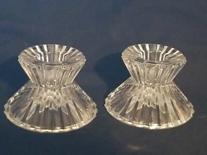 Studio Nova Crystal Candle Holders Clear Cut, Flat Tops 2.25" Tall X 3" Base - Picture 1 of 6
