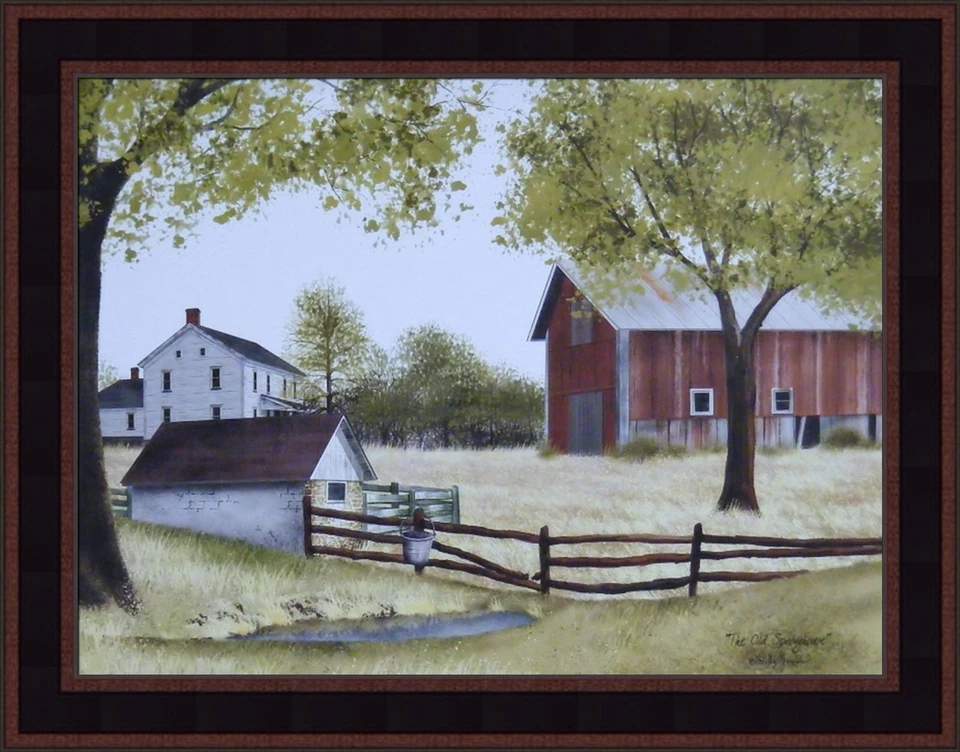 LA VIEJA CASA DE PRIMAVERA por Billy Jacobs 15x19 ARTE CUADRO ENMARCADO Granja Red Granero Casa Foto 1 de 1