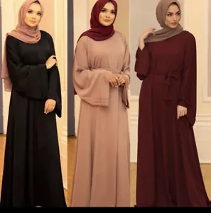 Women Abaya Plaid Print Long Dress Dubai Morocc Kaftan Islamic 👘 Eid Collection - Picture 1 of 12