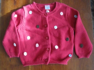 Cárdigan Suéter Gymboree Navidad Niña Rojo Lunares Algodón 18-24 Meses Usado en Excelente Condición - Imagen 1 de 4