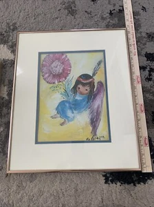 Estampado Chiquita vintage firmado De Grazia años 80. Arte nativo americano del suroeste - Imagen 1 de 5