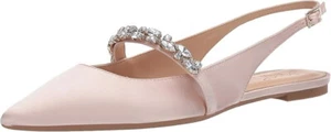 Pair Badgley Mischka Jewel Bambi Pointed Toe Sling Back Flats Women's Size 9 - Picture 1 of 13