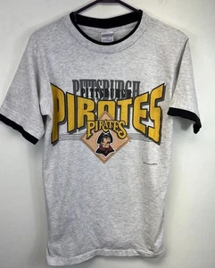 Camiseta De Colección Años 90 Piratas de Pittsburgh Talla M Gris Brezo MLB Verdadero Fan Hank Aaron - Imagen 1 de 11