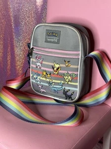 Loungefly Hot Topic Pokemon Eeveelutions Rainbow Athletic Crossbody Bag Purse  - Picture 1 of 10