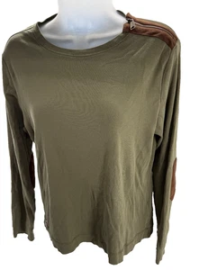 Ralph Lauren Black Label Olive Green Equestrian Long Sleeve Shirt Womens XL - Picture 1 of 10