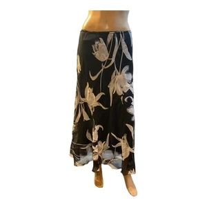 Metro Wear gonna donna nera e grigia elastica vita pull-on trasparente floreale taglia L - Foto 1 di 14