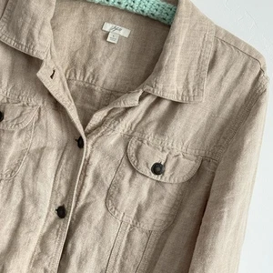 J Jill Linen Jacket Womens L Neutral Minimalist Coastal Grandma - Picture 1 of 9