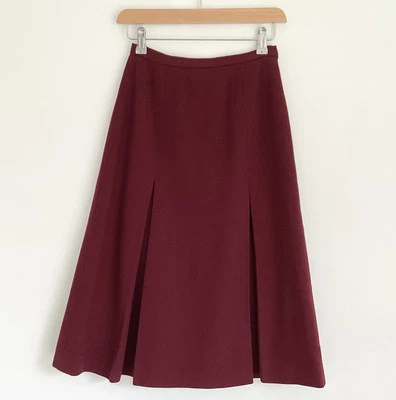 Vintage Windsmoor skirt 23” pure new wool A line burgundy pleat knee length - Image 1 of 4