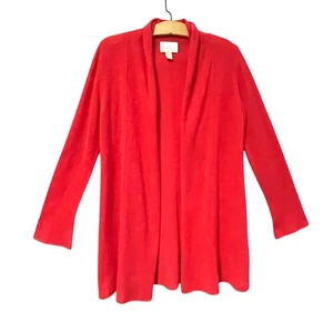 Maglione cardigan lungo Cynthia Rowley corallo 100% cashmere 2 strati taglia media - Foto 1 di 6