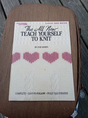 RARE 1992 TEACH YOURSELF TO KNIT Leisure Arts Leaflet # 623 KNITTING & CROCHET - Image 1 of 2