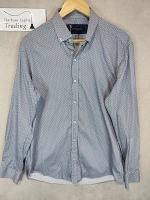 Guide London Shirt Mens XL L Sleeve 44 Chest Blue/White Patterned Smart Casual - Image 1 of 4
