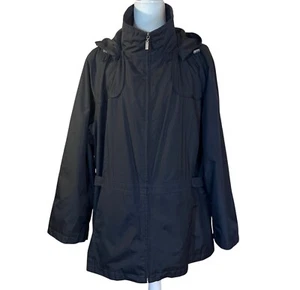 Weather Tamer Womens Black Hooded Rain Jacket Size 2X Lightweight Adjustable - Picture 1 of 18