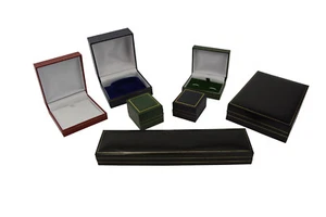 Classic Leatherette Jewellery Box Range - Ring Earring Pendant Bracelet Necklace - Picture 1 of 2