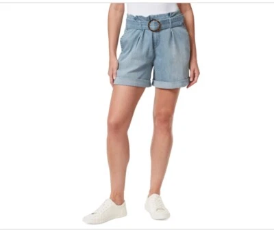 Шорты для отпуска Gloria Vanderbilt размер 4 стрейч с поясом и манжетами, синие - Изображение 1 из 2