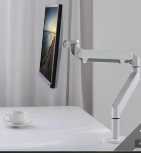 Computer Monitor Mount Single Arm Silver Gas Spring Rotation Desk Mount VESA - Picture 1 of 8