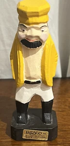 Arte popular Enesco tallado a mano capitán de mar, marinero en amarillo resbaladizo - Imagen 1 de 6