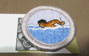 BSA SCOUT MERIT BADGE Corrente NUOTO TIPO H COMPLETAMENTE EMB. DORSO IN PLASTICA COME NUOVO - Foto 1 di 2