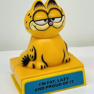 GARFIELD The Cat “I’m Fat Lazy and Proud Of It” Toy Eyes Close Mattel VTG 1981 - Picture 1 of 12