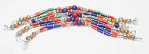 Tibetan Turquoise Amber Lapis Gemstone Handmade Nepali Bracelet Size 7.8 Inches - Picture 1 of 4