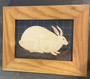 FRAMED FOLK ART - RABBIT WITH CARROT - BY WARREN KIMBLE - Picture 1 of 3