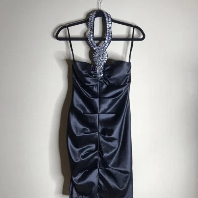 Vestido negro satinado Jodi Kristopher talla 7 Foto 1 de 4