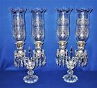 Pair of Baccarat Crystal BAMBOUS Candelabras w/ Hurricane Globes Bobette Prisms