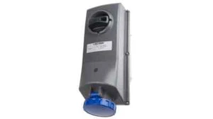 Scame IP67 Blue Panel Mount 2P+E Right Angle Industrial Power Socket, - Picture 1 of 1