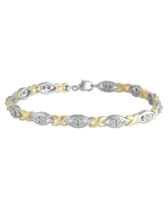 1/4 CT Two-Tone Round-cut Diamond X-Link Bracelet in Yellow Gold-plated Sterling - Image 1 of 3