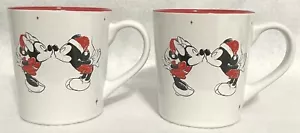 Disney, 2 Mickey and Minnie Mouse Christmas Holiday Kisses Coffee Mug Cup - Picture 1 of 7