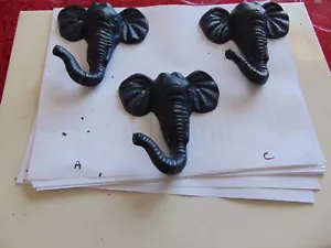 3 cast iron elephant coat- towel- robe hooks - Picture 1 of 7
