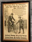 ANTIQUE UNITED STATED RUBBER CO. AUTHENTIC BICYCLE TIRE 1923 CHRISTMAS PRINT AD 