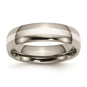 Titanium Sterling Silver Inlay 6mm Polished Band - Picture 1 of 23