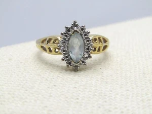 10kt G.F. Blue Topaz,CZ Ring, 9,5mm by 3.5mm Marquise, Illusion SettingSz. 8.5, - Picture 1 of 6