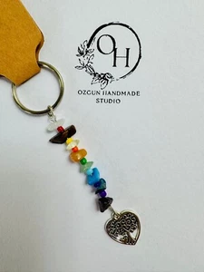 Schlüsselanhänger Chakra Edelstein - Lebensbaum Symbol - bunt & spirituell - Bild 1 von 12
