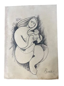 PABLO PICASSO - PAPER PAINTING - CUBISM SURREALIST STYLE - SIGNED - Picture 1 of 2