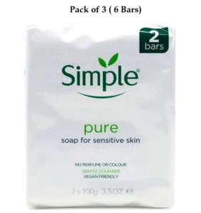 SIMPLE PURE CLEANSING SOAP FOR SENSITIVE SKIN - 3 Twin Packs ( 6 Bars) - Picture 1 of 1
