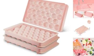 2 Pack Ice Cube Trays For Freezer, Ice Ball Maker Mold Mini circle Round Pink - Picture 1 of 8