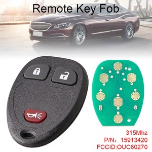 Remote Car Key Replacement 315Mhz 3 Buttons Keyless Entry Fob Fit for Chevrolet