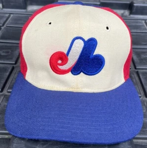 Vintage Montreal Expos Youngan 100% Wool Plain Logo Pinwheel Hat Cap MLB Large - Picture 1 of 12