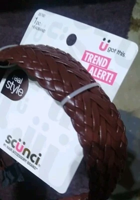 (2)Scunci Brand Faux Brown leather braided Headbands- FREE Same Day SHIPPING !!! - Image 1 of 4