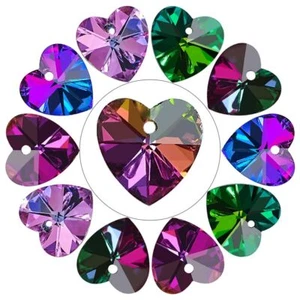 Heart Crystal Charms - 14mm Love Pendants Glass Loose Beads Jewelry Making 20Pcs - Picture 1 of 41